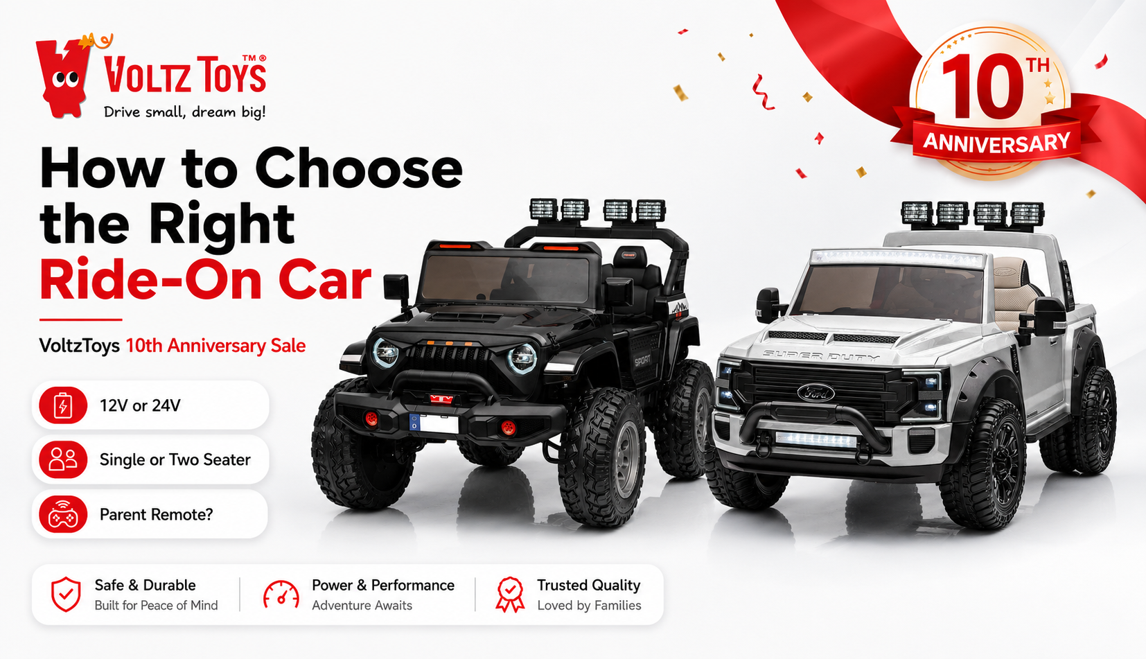 How to Choose the Right Ride-On Car During the VoltzToys 10th Anniversary Sale