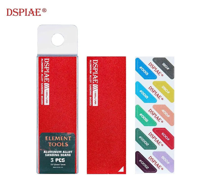 DSPIAE Aluminum Alloy Sanding Board (Red) 3Pcs