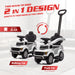 Ford F-150 Raptor 2-in-1 kids' ride-on push car shown in parent-push and foot-to-floor configurations.