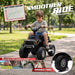 Child riding a black Ford F-150 Raptor 12V kids' electric ATV outdoors, with wheel and ride-comfort detail insets.