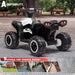 view-outdoor-80578.jpg	White 12V kids electric ride-on quad shown outdoors from the rear, highlighting its treaded tires and ATV styling.