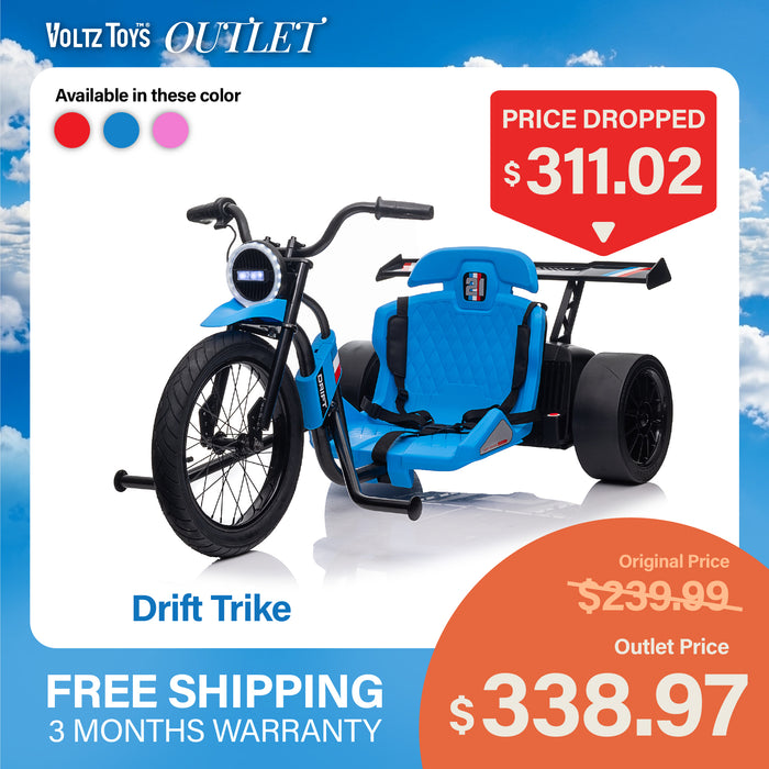 24V Electric Drift Trike – High-Speed Ride-On Car for Kids 8+