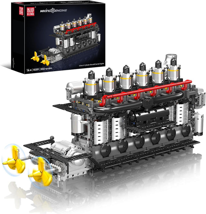 Mould King Aircraft Carrier Engine Building Sets, Intelligent Chip Drive Engine Model Kit that Runs