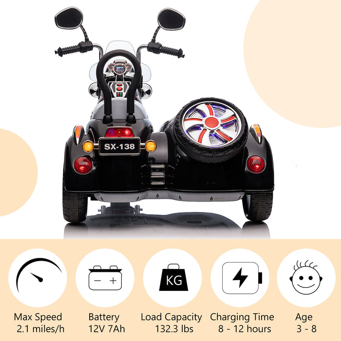 Moto avec side-car 12 V 2 places électrique sur vélo Chopper pour enfants