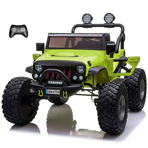Lifted Monster Jeep 24V 2 Seater Classic Ride on Car with Remote Control, Leather Seat and EVA Tires