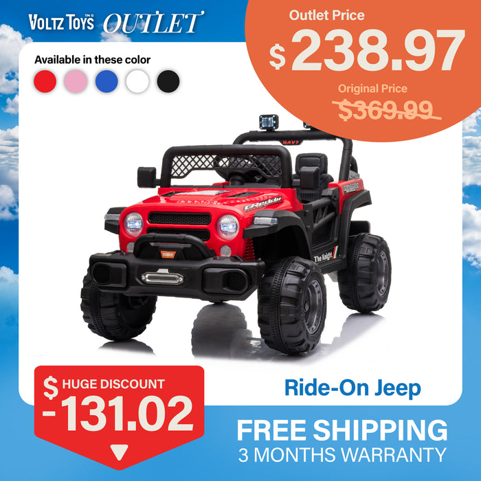Jeep 12V Kids Ride On Car Toy with Open Doors, Realistic Lights and Remote Control