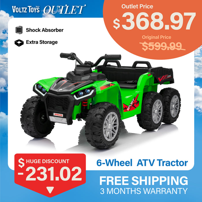 24V 6-Wheel Ride-On ATV Tractor for Kids – 2 Seater Remote Controlled Electric Farm Quad