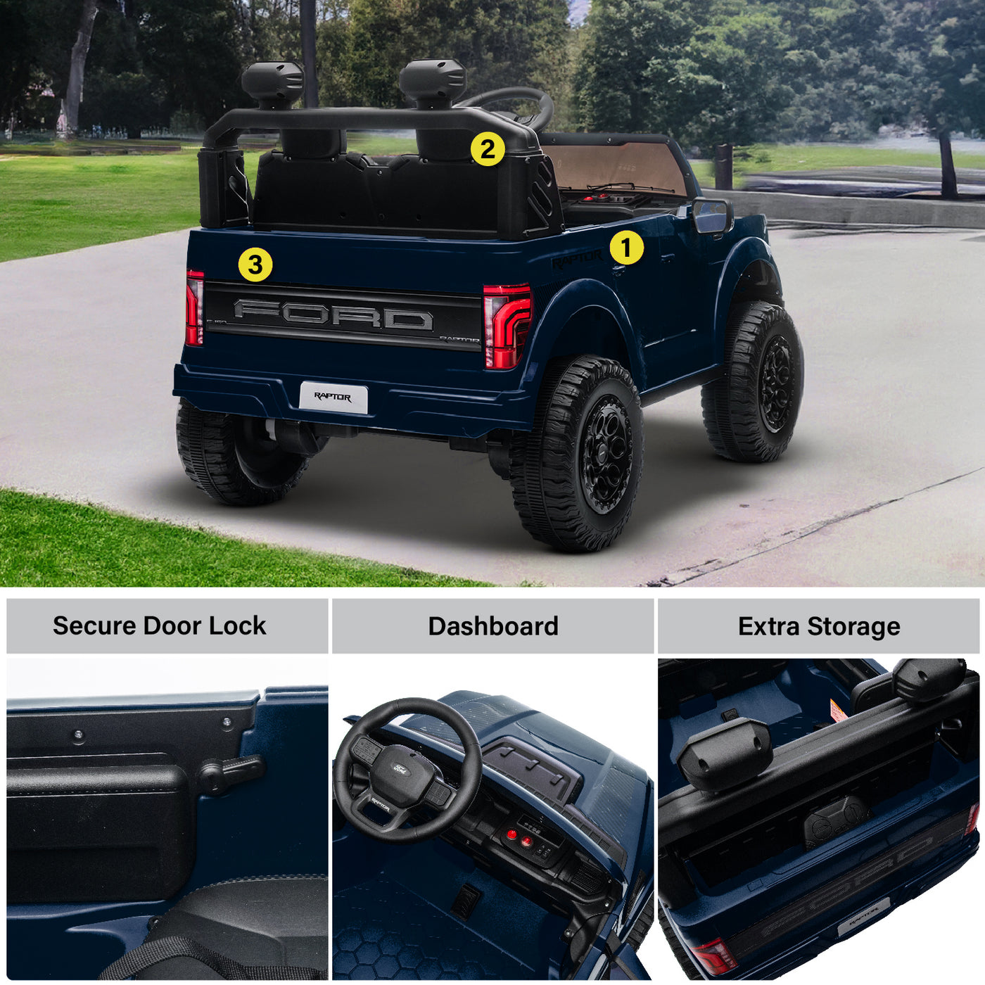 Licensed Ford F-150 Raptor 24V Ride-On Truck for Kids – 2 Seater ...