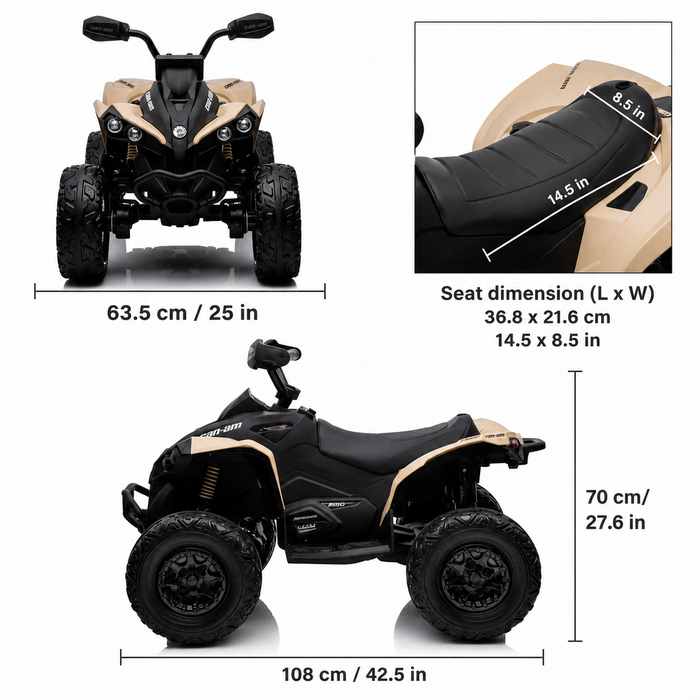 BRP Can-Am Renegade 24V Kids Electric ATV Ride On Car – Licensed Off-Road Toy with EVA Tires, LED Lights & Bluetooth