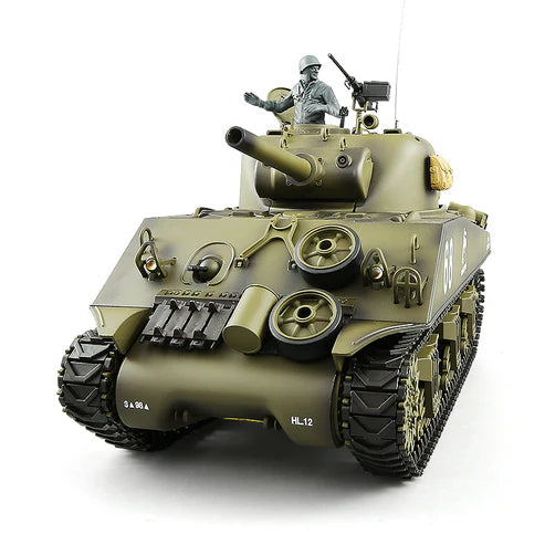 Heng Long® 1/16 RC Battle Tank M4A3 Sherman – Upgrade Edition – Metal Gearbox, 340° Rotating Turret & Infrared Battle