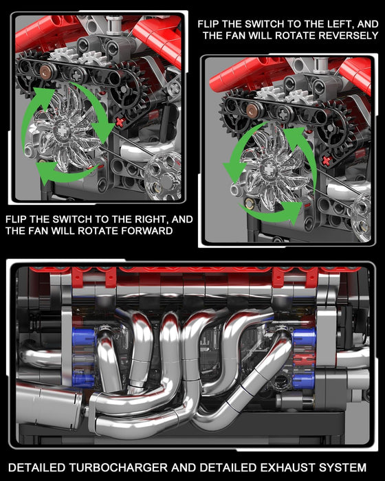 Mould King V12 Engine Model Kit That Runs - 863PCS STEM Building Set