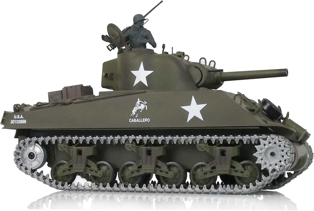 Heng Long® 1/16 RC Battle Tank USA M4A3 Sherman – Professional Edition, Full Metal Upgrade, Infrared Battle System, Smoke & Real Sound