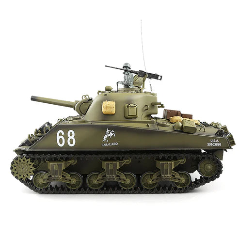 Heng Long® 1/16 RC Battle Tank M4A3 Sherman – Upgrade Edition – Metal Gearbox, 340° Rotating Turret & Infrared Battle