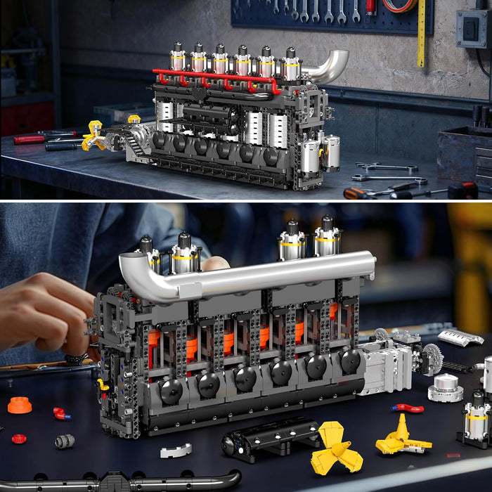 Mould King Aircraft Carrier Engine Building Sets, Intelligent Chip Drive Engine Model Kit that Runs