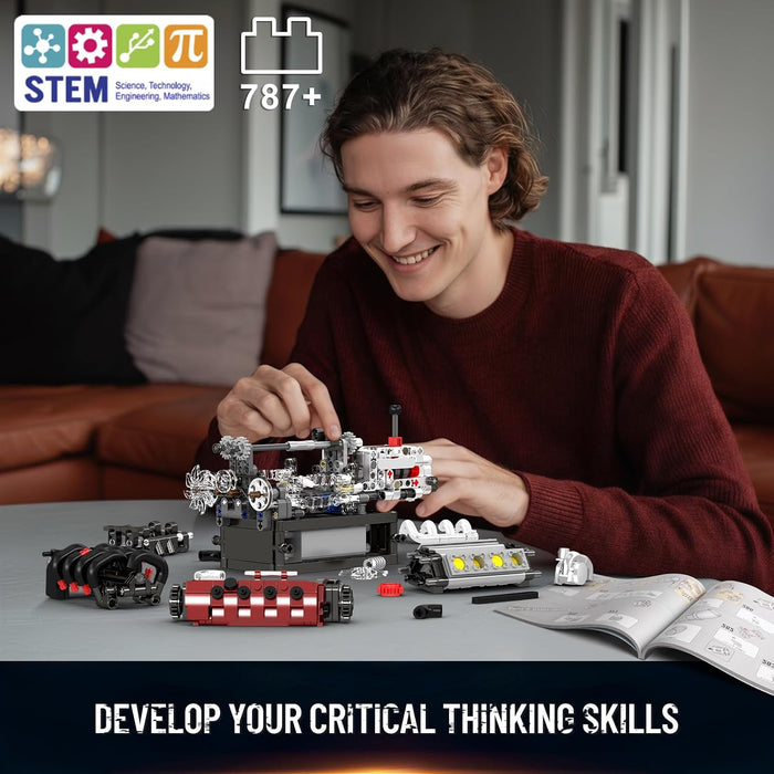 Mould King V8 Engine Building Kit That Runs - 787PCS STEM Engineering Model