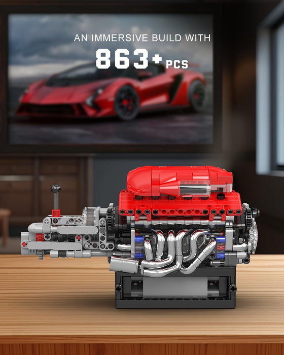 Mould King V12 Engine Model Kit That Runs - 863PCS STEM Building Set
