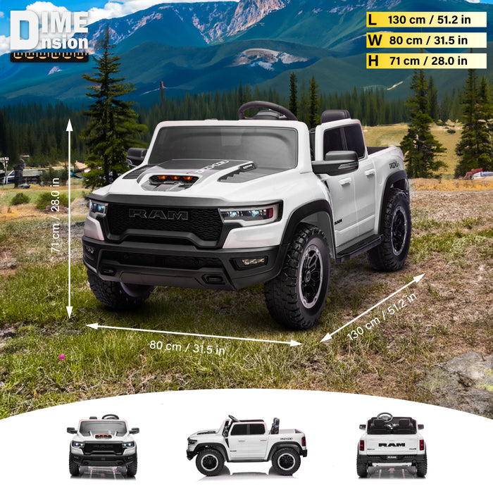 Voltz Toys Licensed RAM 1500 RHO 2 Seater Electric Car, 24V Ride on Car for Big Kids with Remote Control, EVA Tires, Toddler Ride on Toy w/4 Wheels Suspension, LED Lights, Soft Start Function