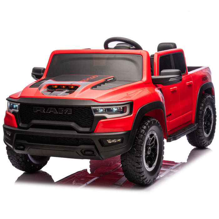 Voltz Toys Licensed RAM 1500 RHO 2 Seater Electric Car, 24V Ride on Car for Big Kids with Remote Control, EVA Tires, Toddler Ride on Toy w/4 Wheels Suspension, LED Lights, Soft Start Function