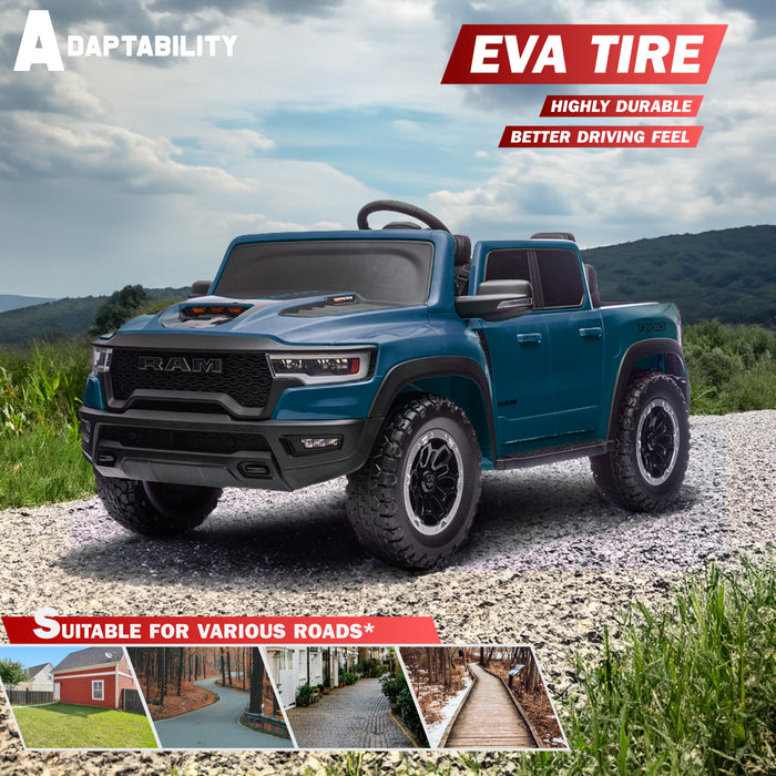 Voltz Toys Licensed RAM 1500 RHO 2 Seater Electric Car, 24V Ride on Car for Big Kids with Remote Control, EVA Tires, Toddler Ride on Toy w/4 Wheels Suspension, LED Lights, Soft Start Function