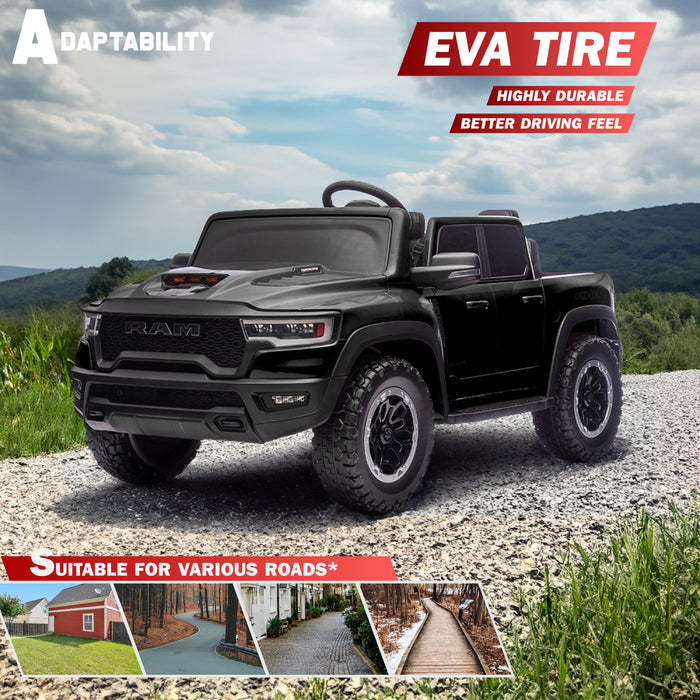 Voltz Toys Licensed RAM 1500 RHO 2 Seater Electric Car, 24V Ride on Car for Big Kids with Remote Control, EVA Tires, Toddler Ride on Toy w/4 Wheels Suspension, LED Lights, Soft Start Function