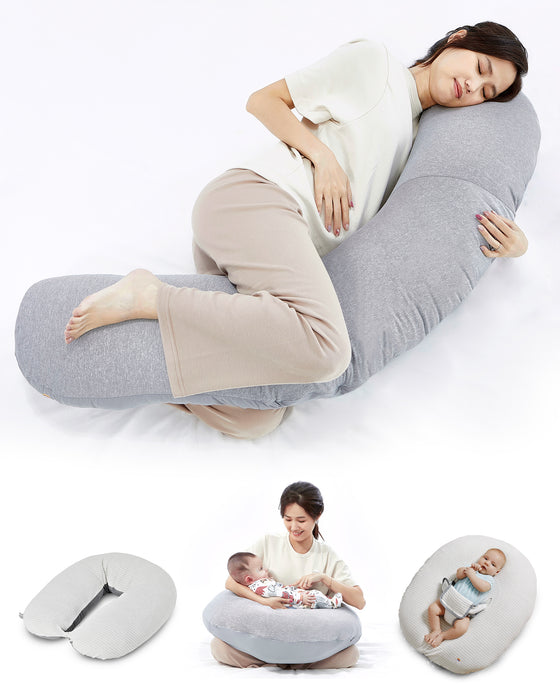 Unilove Hopo 7-in-1 Pregnancy & Nursing Pillow, C-Shape - Oreiller de Corps, Support for Back, Hips, Legs, Belly