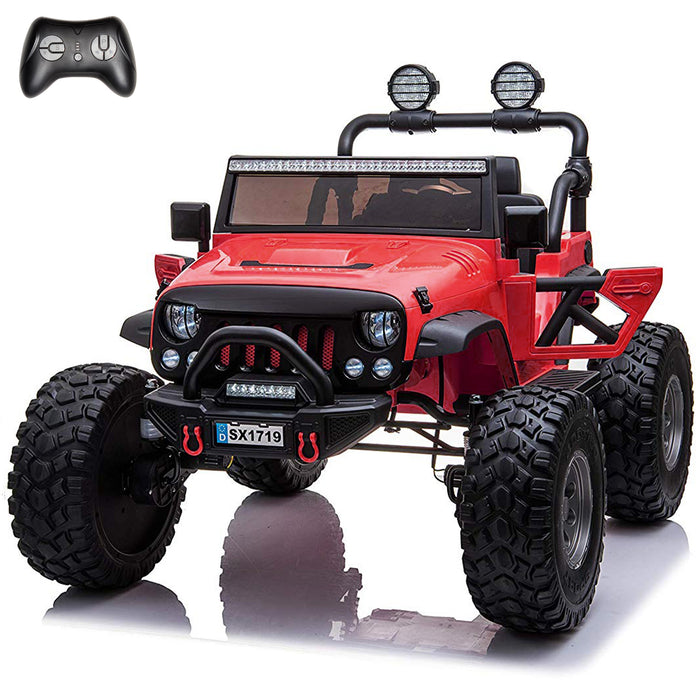 Monster Jeep 24 V 2 places, voiture classique à monter soi-même, avec télécommande, siège en cuir et pneus EVA