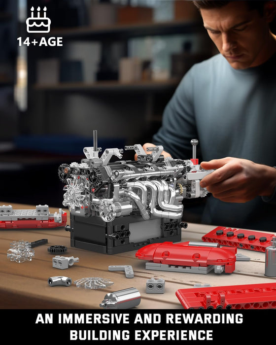 Mould King V12 Engine Model Kit That Runs - 863PCS STEM Building Set