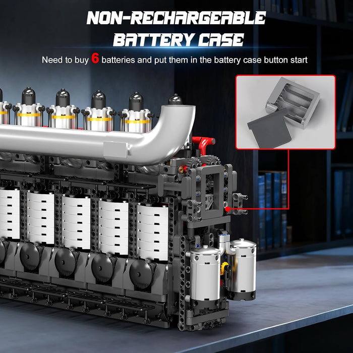 Mould King Aircraft Carrier Engine Building Sets, Intelligent Chip Drive Engine Model Kit that Runs