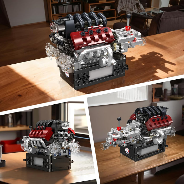 Mould King V8 Engine Building Kit That Runs - 787PCS STEM Engineering Model