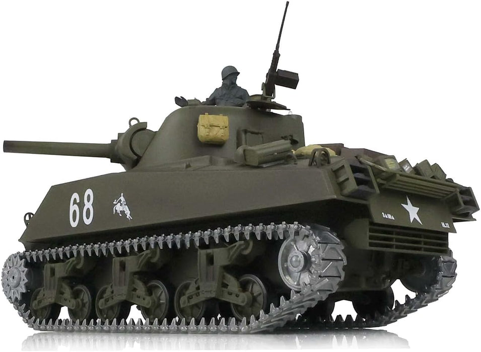 Heng Long® 1/16 RC Battle Tank USA M4A3 Sherman – Professional Edition, Full Metal Upgrade, Infrared Battle System, Smoke & Real Sound