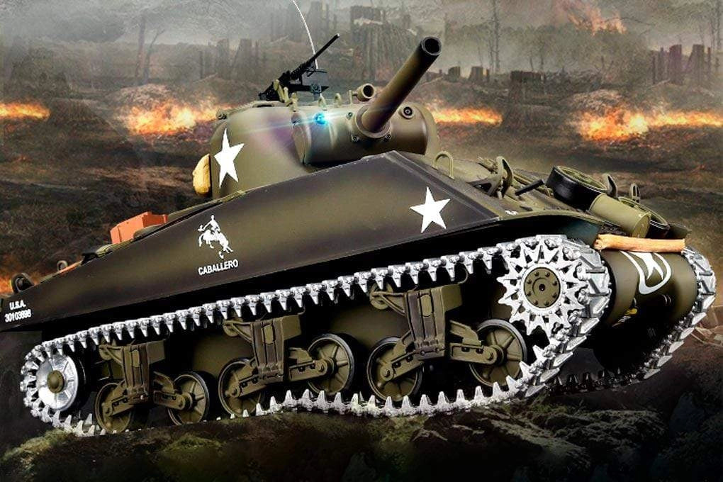 Heng Long® 1/16 RC Battle Tank USA M4A3 Sherman – Professional Edition, Full Metal Upgrade, Infrared Battle System, Smoke & Real Sound
