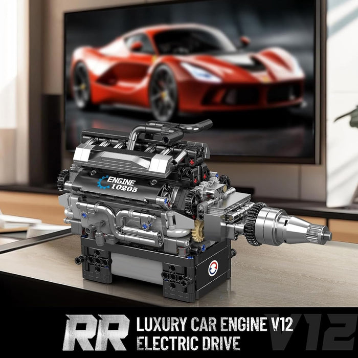 Mould King V12 Engine Building Blocks Luxury Car Engine Model kit 12-Cylinder Engine Building Engineering Toys for Adults (733+PCS)