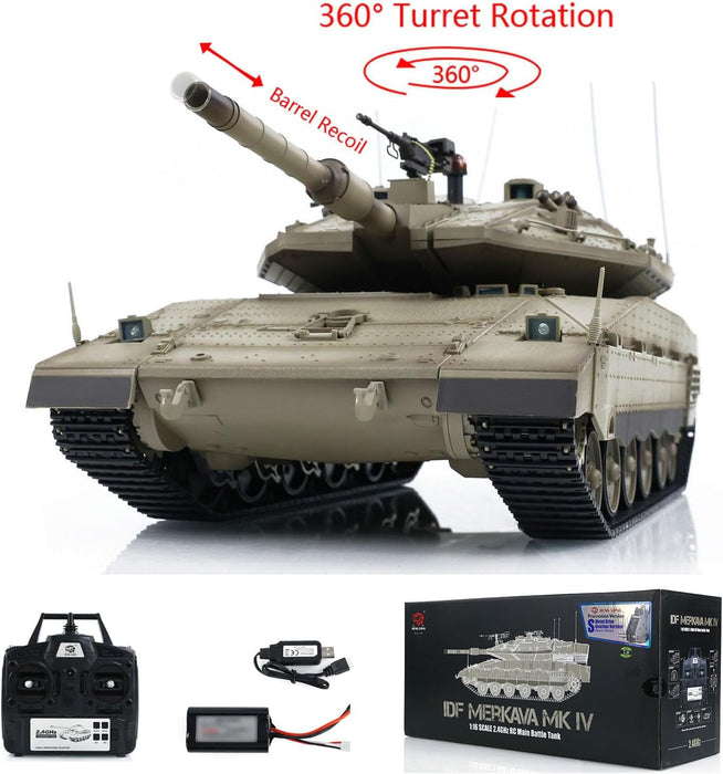 Heng Long® 1/16 RC Battle Tank Merkava MK IV – Upgrade Edition – Metal Gearbox, Infrared Battle, Real Sound & BB Shooting