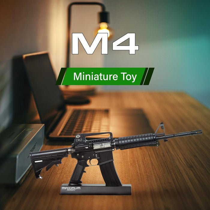 Miniature 1:1.67 Scale Model Mini FN15 M4 AR15 Diecast Metal Building Kit - Black