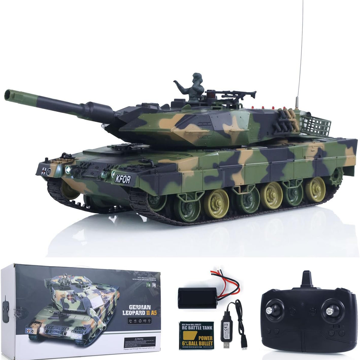 【超美品・スピード発送】 RC Battle Tank LEOPARD 2 A5 Heng Long® 1/24 RC Tank Leopard 2 A5 – BB Shooting, Infrared