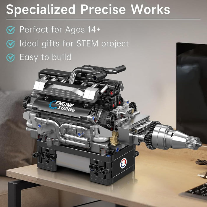 Mould King V12 Engine Building Blocks Luxury Car Engine Model kit 12-Cylinder Engine Building Engineering Toys for Adults (733+PCS)