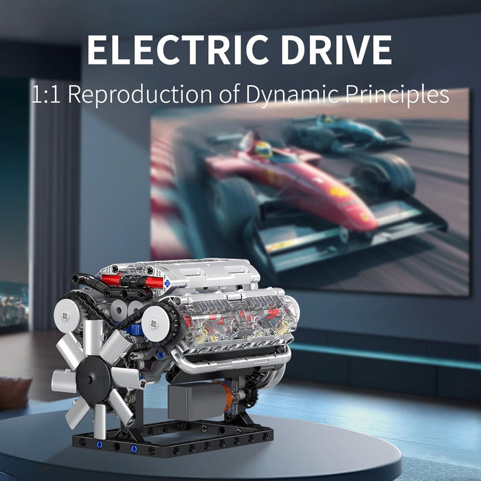 Mould King V8 Engine Building Blocks Sets, MOC Scale Model Kit with Battery and Motor (535 Pcs)