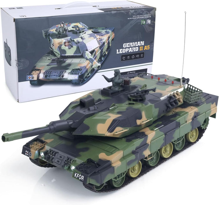 Heng Long® 1/24 RC Battle Tank Leopard 2 A5 – Professional Edition – BB Shooting, Infrared Battle, Spray Smoke & Real Sound Effects