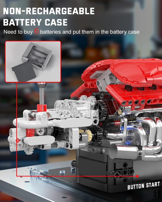 Mould King V12 Engine Model Kit That Runs - 863PCS STEM Building Set