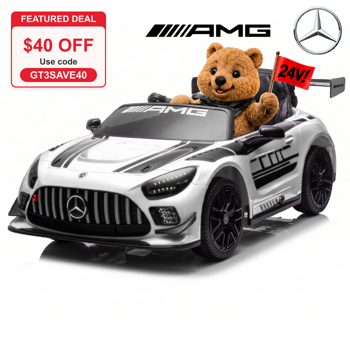 Licensed Mercedes-AMG GT3 24V Kids Ride-On Car with Remote and Leather Seat