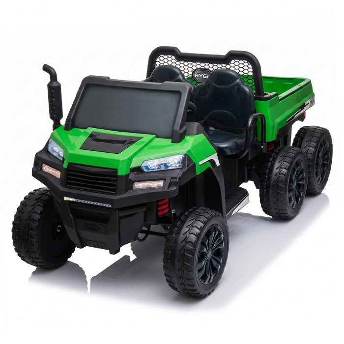 truck.jpgGreen 24V two-seater kids ride-on farm truck with realistic agricultural styling