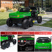 Detail views of the 24V ride-on farm truck’s rugged wheels and rear cargo bed