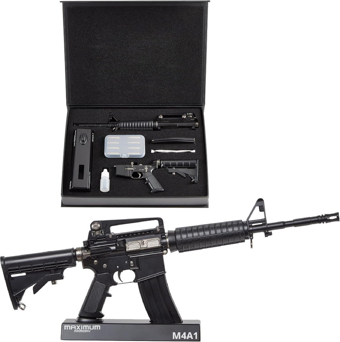 Miniature 1:1.67 Scale Model Mini FN15 M4 AR15 Diecast Metal Building Kit - Black