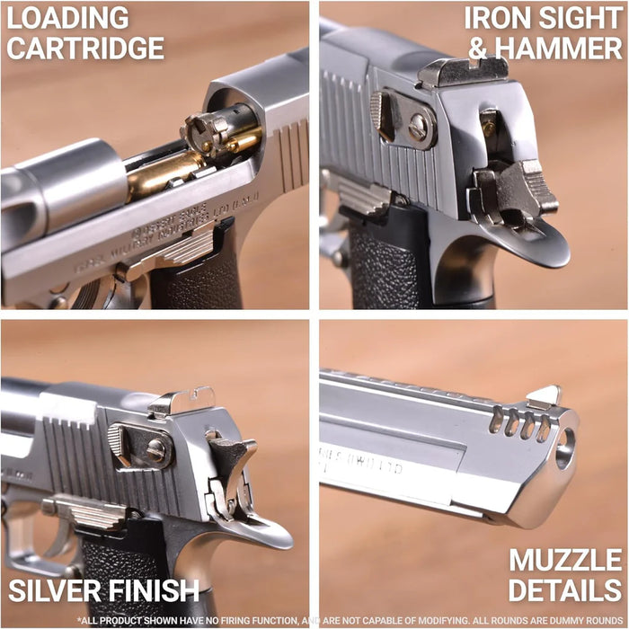 Miniature 1:2.05 Scale Model Mini Desert Eagle Diecast Metal Building Kit - Silver