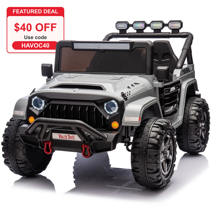 HAVOC 2 Seater Jeep 24V Kids Ride On Car Toy with Open Doors, Realistic Lights and Remote Control