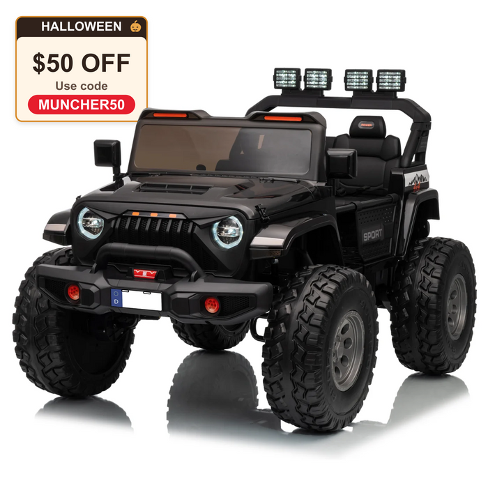 Muncher Jeep 24V 2 Seater Kids Ride-On Off-Road Vehicle – 4 Motors, EVA Wheels, LED Lights & Expandable Cabin