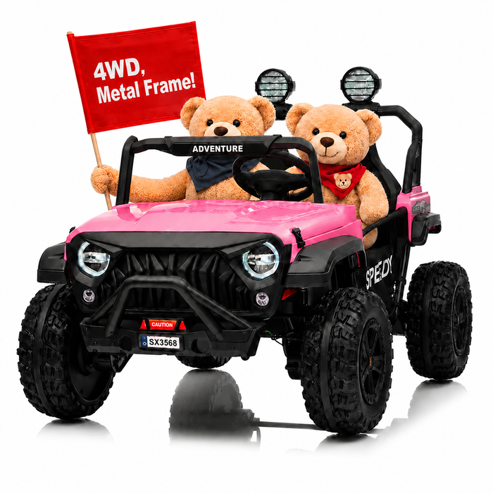 24V 2 Seater Electric UTV Ride-On Car for Kids – [Reinforced Metal Frame] | Jeep-Style Buggy with Remote Control
