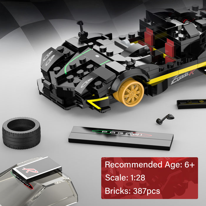 Pagani Zonda R 1/28 Scale Model Building Bricks Kit, 387pcs