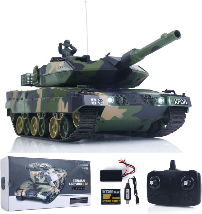 Heng Long® 1/24 RC Battle Tank Leopard 2 A5 – Professional Edition – BB Shooting, Infrared Battle, Spray Smoke & Real Sound Effects