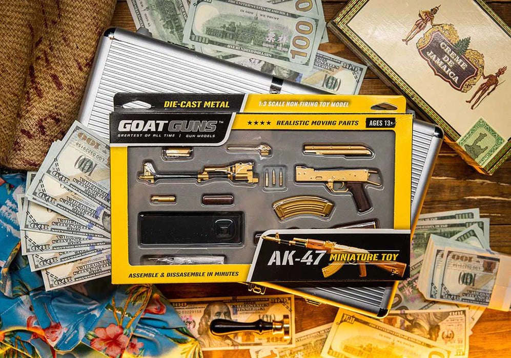 Miniature 1:3 Scale Model Mini AK-47 Diecast Metal Building Kit - Gold